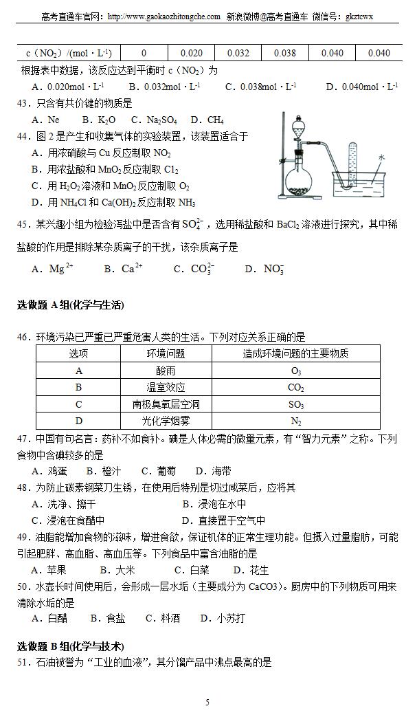 广东省水平测试化学试卷分析